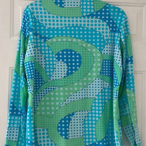 IBKUL Women's Swirl and Dot  Print Long Sleeve Mock Neck Pullover size XL - Picture 7 of 9